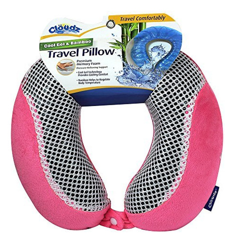 Cloudz Cool Gel Memory Foam Travel Neck Pillow - Rosa