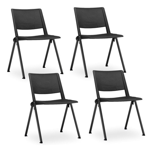 Kit 04 Cadeiras Fixa Base Preta Empilhável Up Preto Material do estofamento Polipropileno