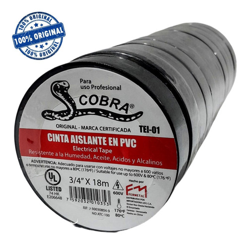 Teipe Cobra 100% Original Troquelado Fermetal 18 Mts 10 Unid