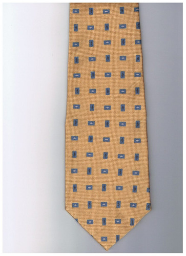 Corbata Geoffrey Beene Dorada Con Azul Autentica Nueva