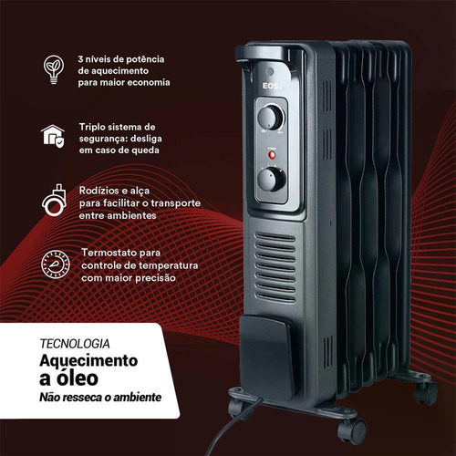 Aquecedor Elétrico A Óleo Eos Eaq02o 1500w Preto 110v