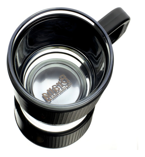 4 Tazas Vidrio 350ml Cubierta Agarradera Plástico Brang Color Transparente/negro 350 Ml