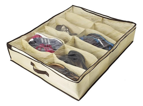 Organizado Para Zapatos Bajo De Cama Anti Polvo Con Cierre Color Beige