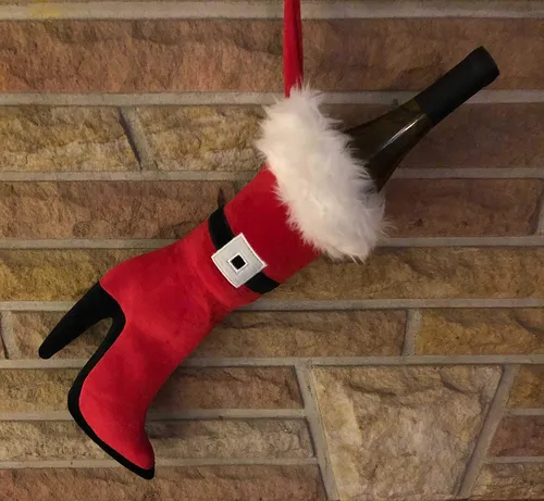 Medias Navideñas Con Tacón Alto En Forma De C Para Botella D