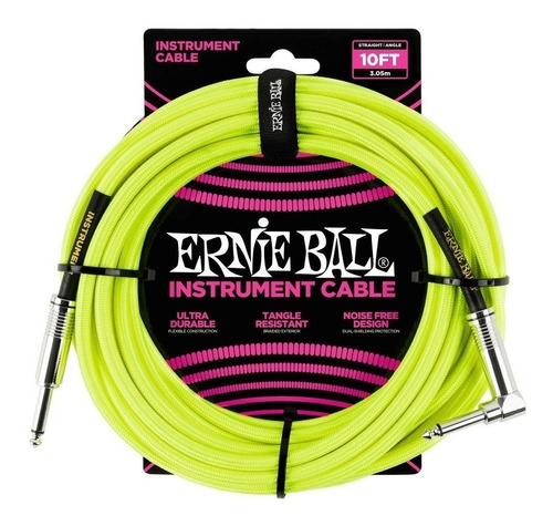 Cable Instrumento Ernie Ball 6080 3 Mts Verde Neón