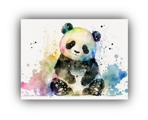 Cuadro Bastidor Madera Hermoso Panda Unico 40x30cm Animales