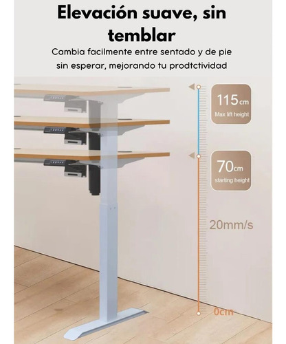 Escritorio De Altura Ajustable Eléctrico 120cm Base Negro