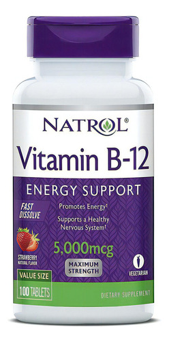 Vitamina B12 Natrol 5000mcg 100ct Fresa