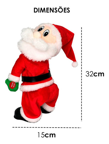 Papai Noel 32cm Musical Dançarino Mexe O Bumbum Natal Cor Vermelho
