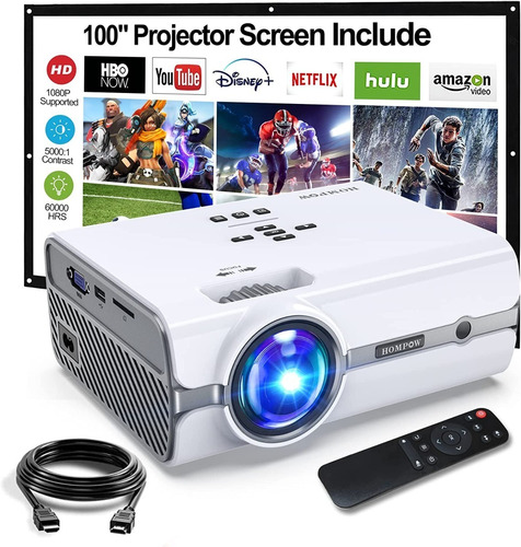 Proyector Video Beam 1080p Full Hd  Incluye Pantalla 100 Pul