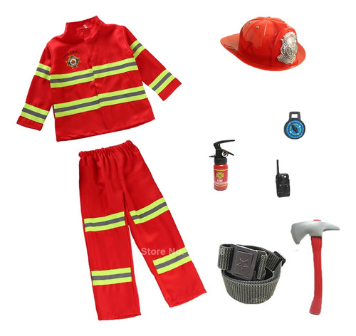 Disfraz De Bombero Para Niños, Traje De Trabajo Sam Fireman