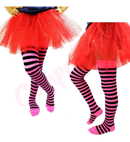 Imagen 5 de 10 de Media Calceta Over Knee Lolita Halloween Blanco/negro Colore