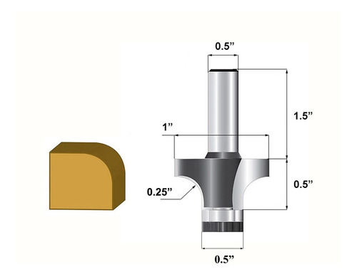 Imagen 2 de 5 de Fresa P/ Redondeo De Bordes Vástago 1/2 PuLG Makita D-02191