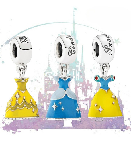 Charm Vestidos Princesas Dsney Comp Pan Plata Ley S925 Bella