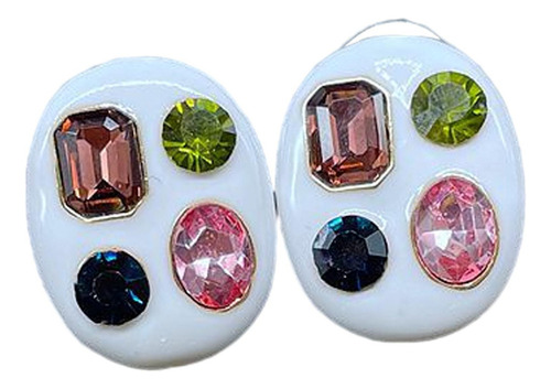 3 Stud Pendientes De Moda Retro, Resina Incrustada, Aro