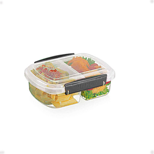 Kit 6 Pote Para Alimentos 2 Divisões C Travas Laterais 600ml
