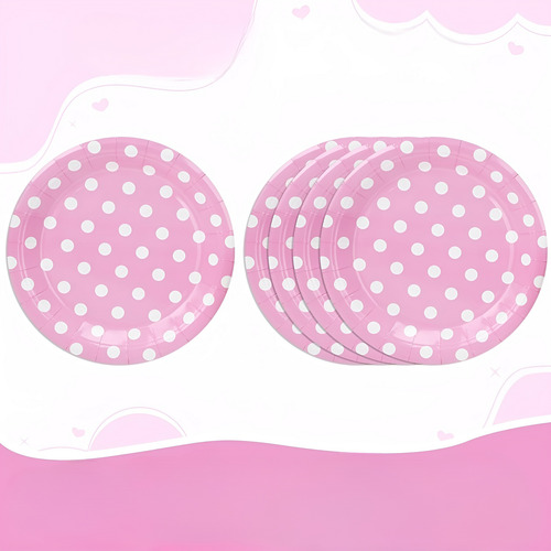 Vajilla De Cumpleaños Platos Vasos Desechables Rosa 20pcs
