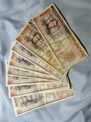 1 Billete De Cinco Mil Pesos Niños Héroes Anriguo Naranja !