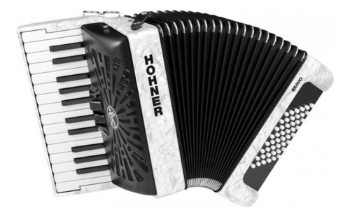 Acordeón Cromático Hohner A16512 Bravo Ii Blanco Con Funda