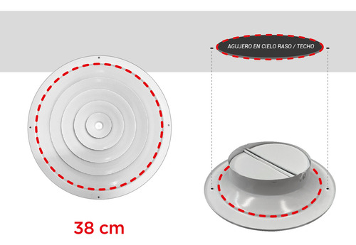 Difusor Circular Escalonado Diametro 38 Cm R1. Blanco
