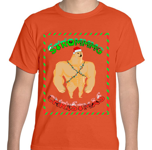 Playera Meme Strong - Cheems Navideño - Divertida