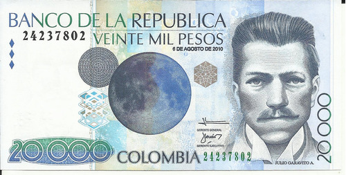 Colombia 20000 Pesos 6 Agosto 2010