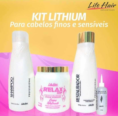 Kit Relaxamento Lithium Life Hair 4 Produtos Alisamento