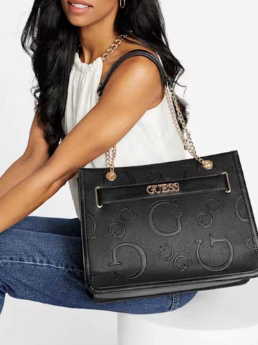 Tote Cartera Negra Con Monograma G