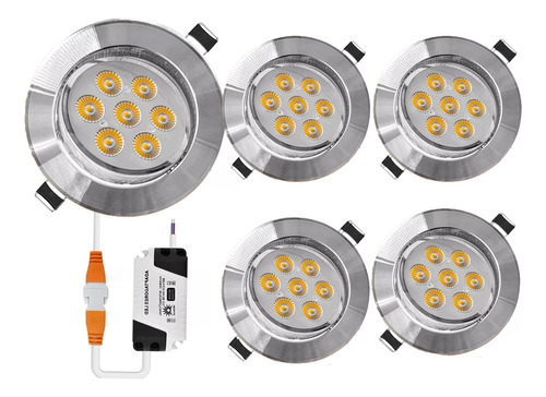 Megaluz Led Empotrable En Techo Luz Cálida 7w 5pz L06dc07w 