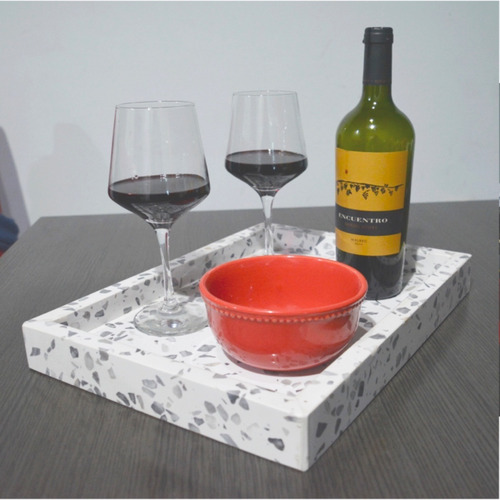 Imagen 2 de 3 de Bandeja Mármol Terrazo Adorno Deco Mármol Original Italia.