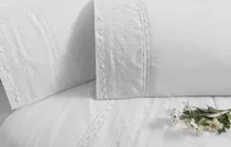Comprar Kit de 2 Sábanas 1 Funda Juego de sábanas Broderie Classic 144 Hilos en Color Blanco Doral