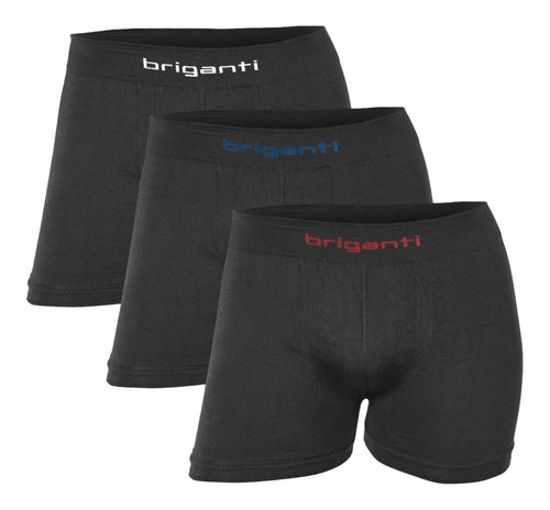 Imagen 1 de 10 de Pack X3 Boxers Hombre Algodon Briganti Negros Slip Hxim09533
