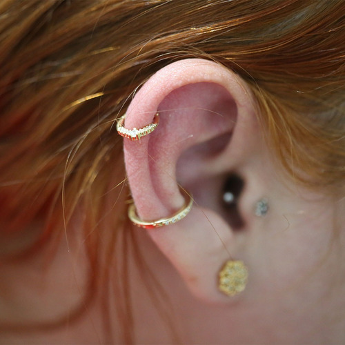 Piercing Argola Em Ouro 18k 750 Mod 14 Cravejada Diamantes