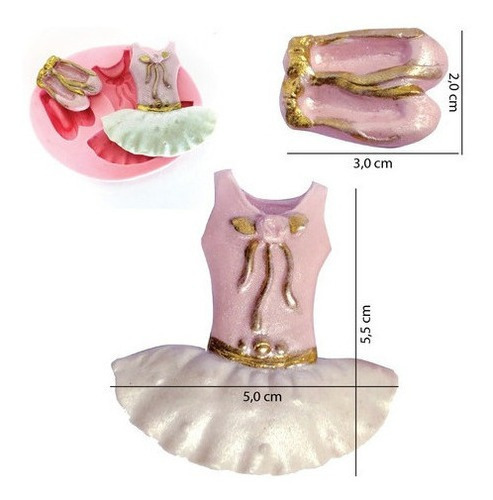 Molde Silicone Roupa Bailarina Confeitaria Biscuit Resina