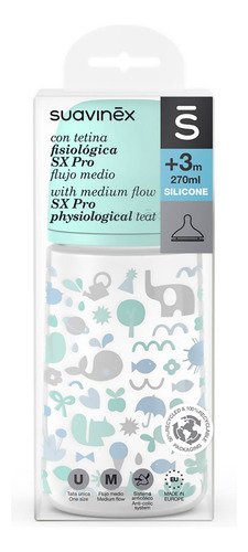 Mamadera Tetina Fisiologica Flujo Medio 3m+ 270ml Suavinex