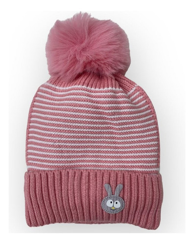 Gorrito Bebé Invierno Rayas Y Pompón