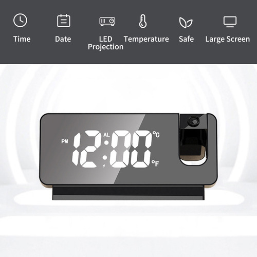 Despertador Digital De Projeção Led Com Exibição De Temperat