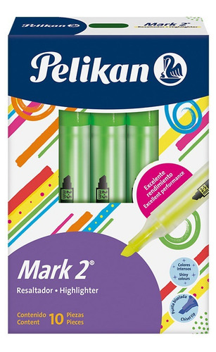 Marcadores Resaltador Pelikan Mark2 Redondo Verde X 10 Verde