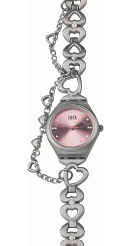 Reloj John L Cook Bijou 3477 Malla Plateado Bisel Plateado Fondo Rosa