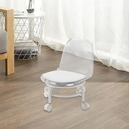 Banquinho Com Rodinhas 360° Graus Acrilico Liso Cor Clear