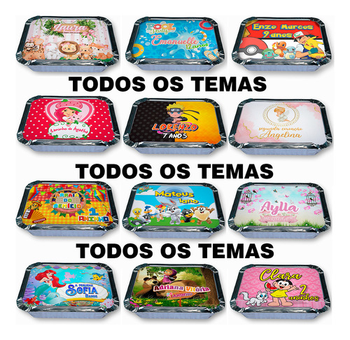 Kit C/ 100 Marmitinha Alumínio Personalizada Todos Os Temas