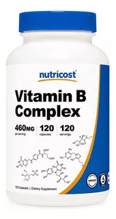 Complejo B 460mg (120 Cápsulas) Nutricost B Complex Vitamina Sabor Sin Sabor