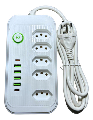 Extensão 5 Tomadas E 4 Usb 1 Pd Led Bivolt Power 110v/220v