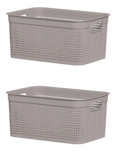Imagen 4 de 7 de Pack 2 Cajas Organizadoras Medianas Chicas Símil Rattan 4 Lt