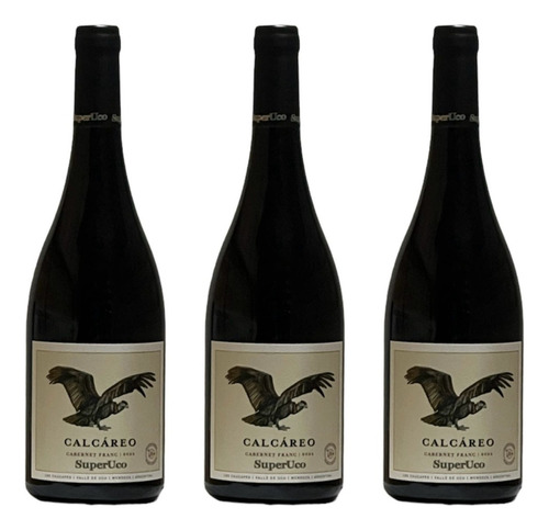 Vino Cabernet franc Calcareo bodega SuperUco 750 ml pack x 3 u