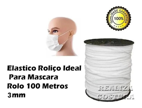 Elastico Roliço Ideal Para Mascara Rolo 100 Metros 3mm  