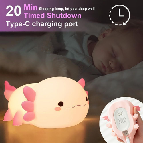 Lindo Axolotl Luz De Noche Recargable Para Dormitorios .