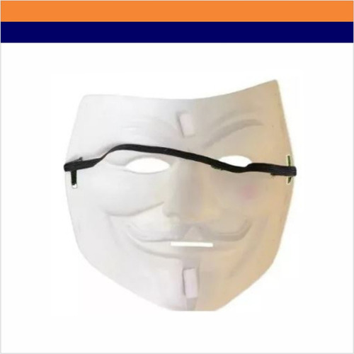 Máscara Anonymous V De Vingança Carnaval Fantasia Cor Branco V Vingança