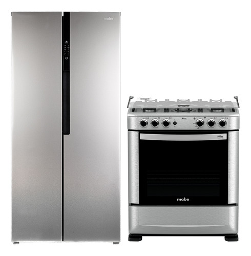 Kit Cocina A Gas 76cm + Refrigerador Side By Side 518l Mabe