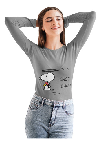 Polera Larga Snoopy Charlie Brown Chop Estampada Algodon